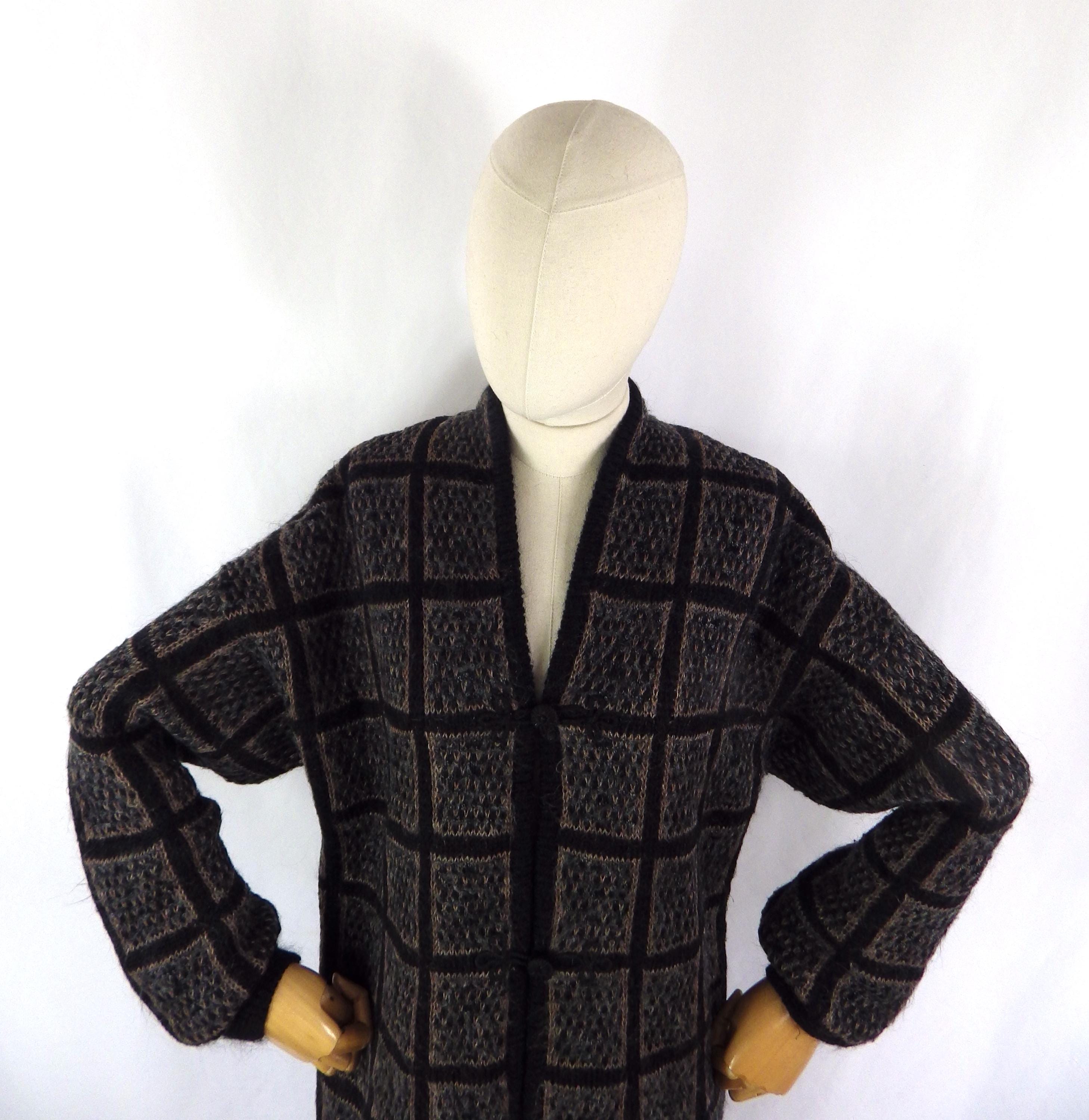モヘアチェックカーディガン ヴィンテージ モヘアカーディガン vintage