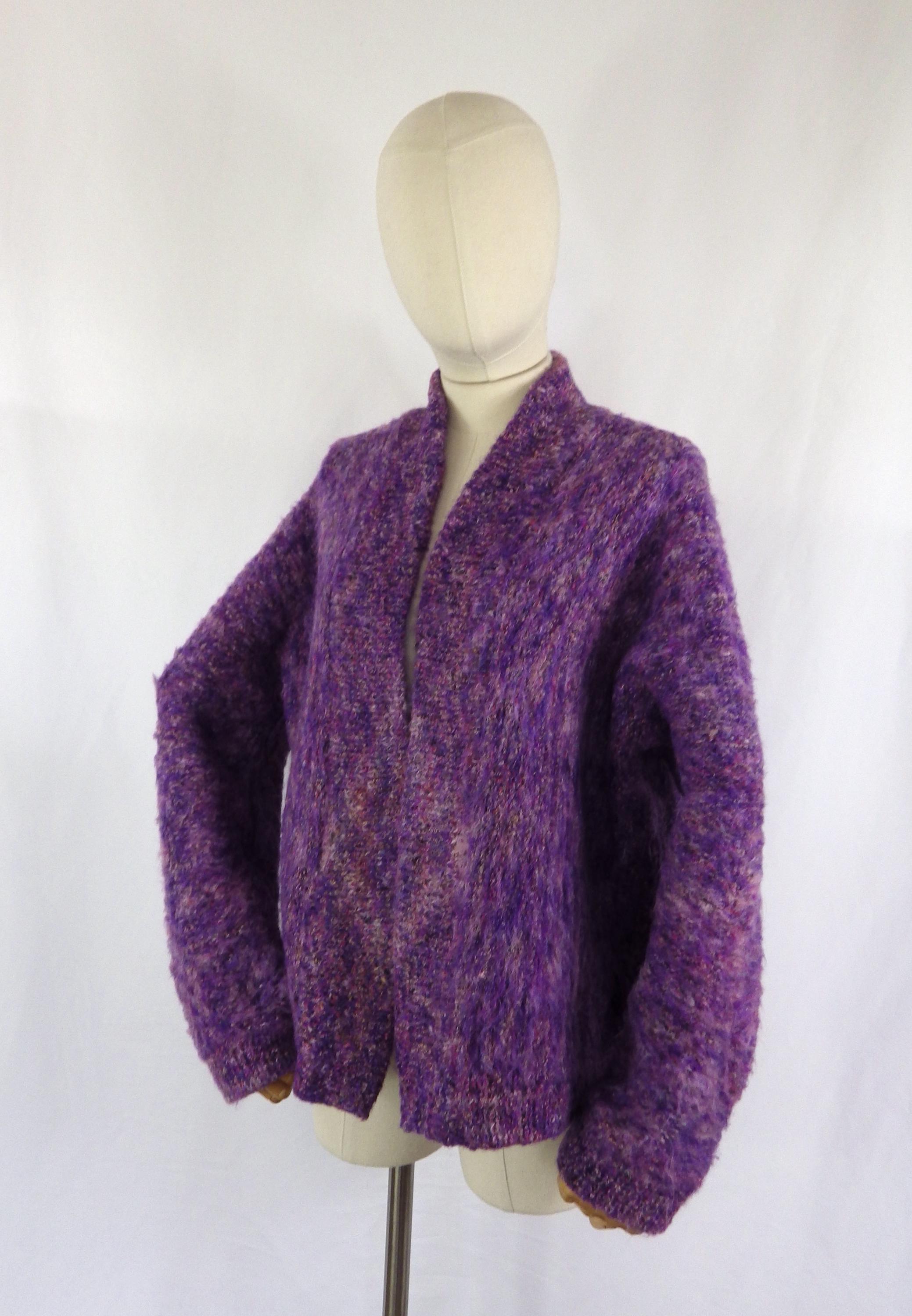 マンス 安い モヘア ヴィンテージ カーディガン PURPLE パープル