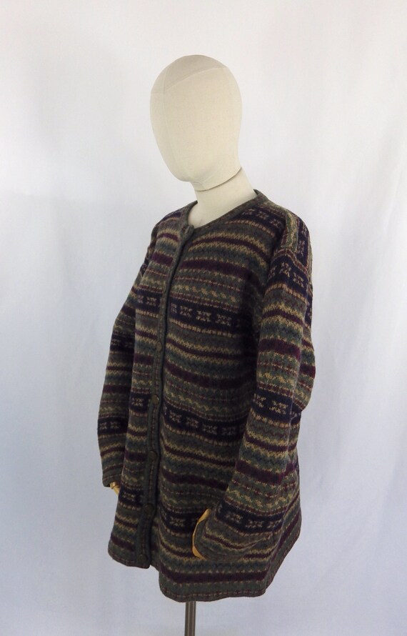 Vintage pure wool green brown autumnal fair isle … - image 4