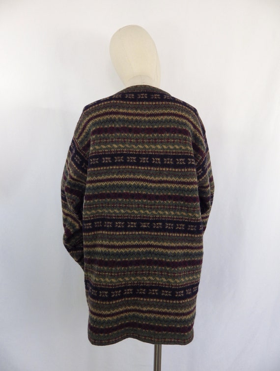 Vintage pure wool green brown autumnal fair isle … - image 7