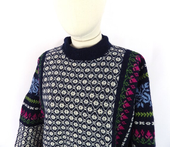 Vintage Nordic Knit Green Fair Isle XS S