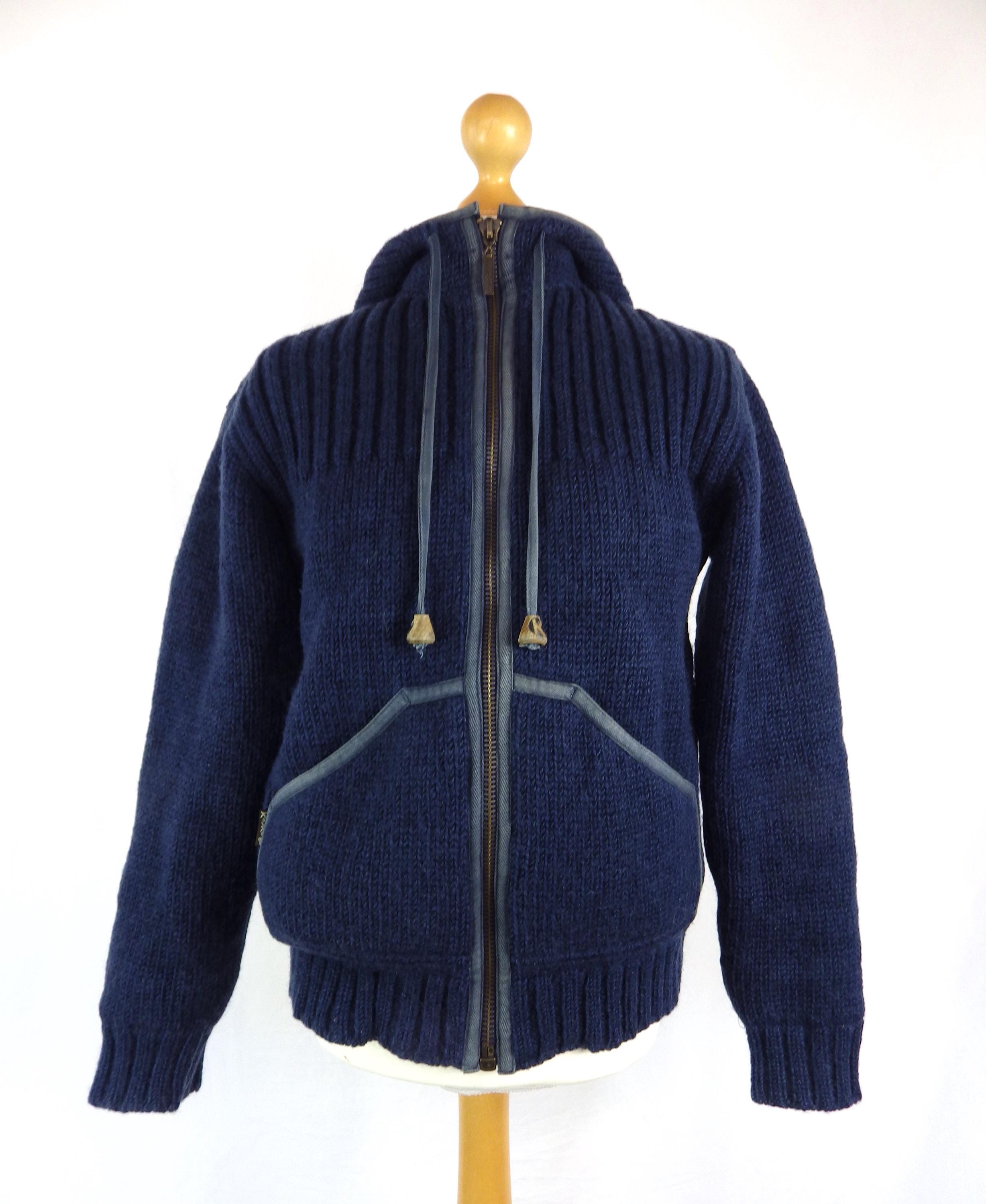 Vintage Komodo Chunky Wool Lined Zip up Hooded Cardigan
