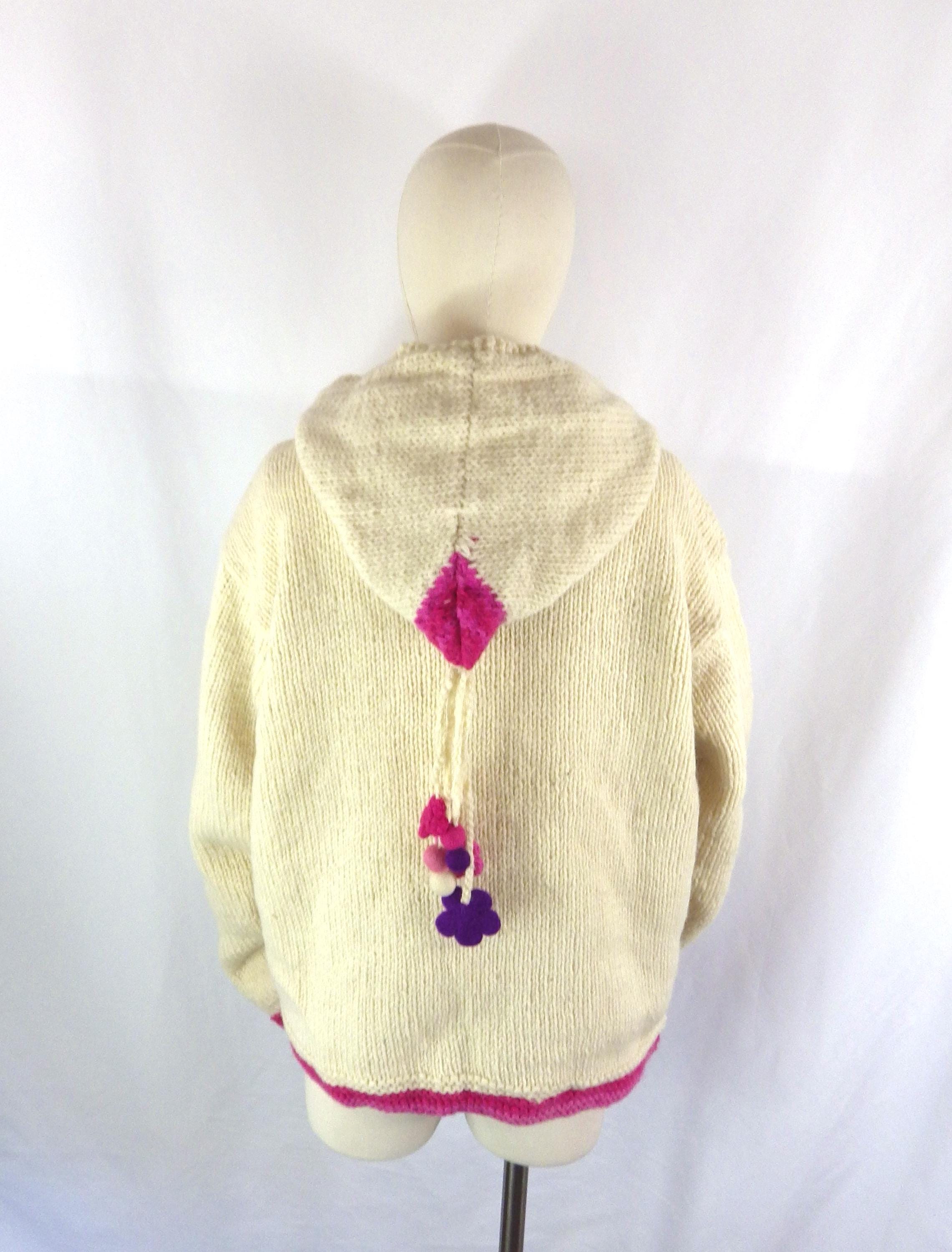 ヴィンテージ パチャママ ウールニット フード付きカーディガン