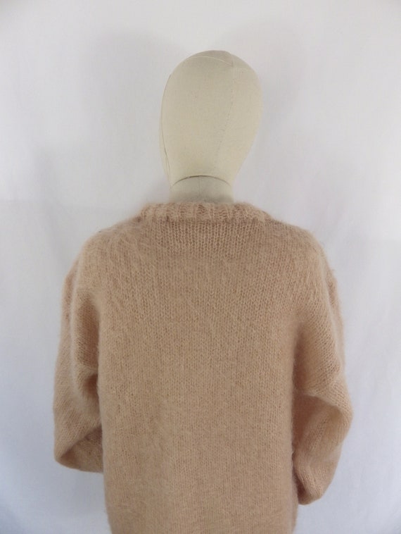 Vintage hand knitted dusky pink mohair sweater sp… - image 9
