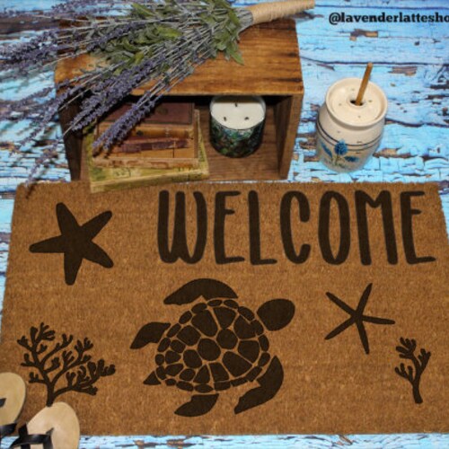 Sea Turtle Doormat Beach Doormat Custom Mat Etsy