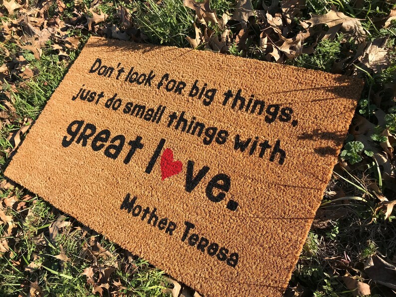 Mother Teresa Quote Mat Door Mat Inspirational Etsy