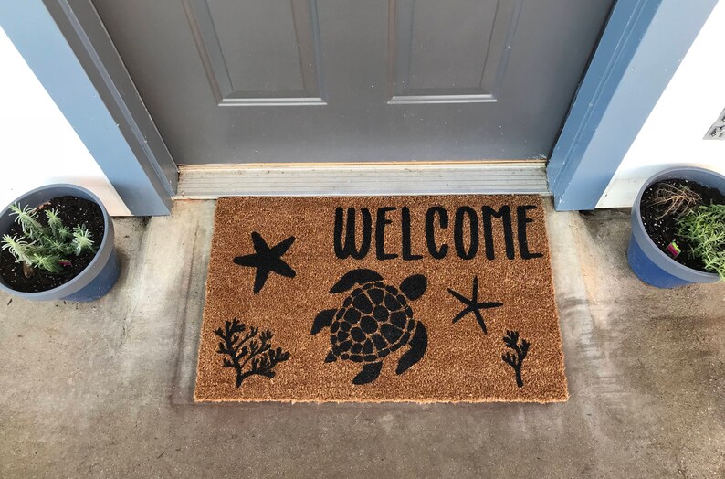 Sea Turtle Doormat Beach Doormat Custom Mat Etsy