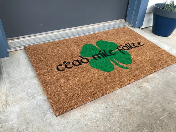 Cead Mile Failte Doormat Irish Welcome Mat Gaelic Door Mat Outlander Housewarming Closing Gift Customized Gift Home Decor
