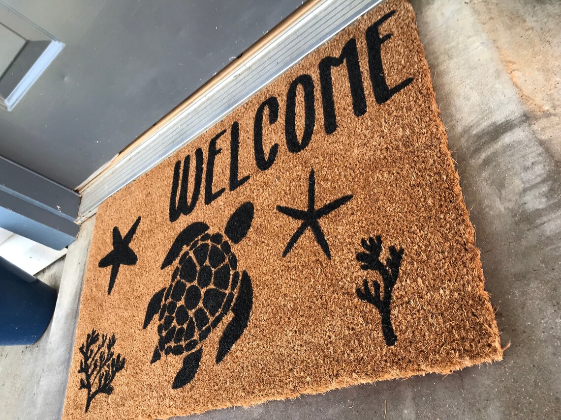 Sea Turtle Doormat Beach Doormat Custom Mat Etsy