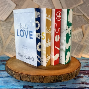 Édition spéciale de la série Twisted (Amour tordu | Jeux tordus | Haine tordue | Mensonges tordus) par Ana Huang : livres personnalisés avec bords pulvérisés