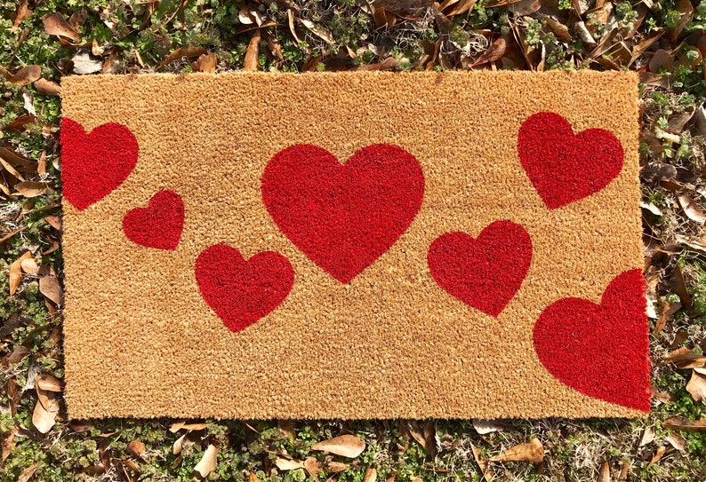 Heart Welcome Mat Valentine’s Day Door Mat Hearts - Etsy