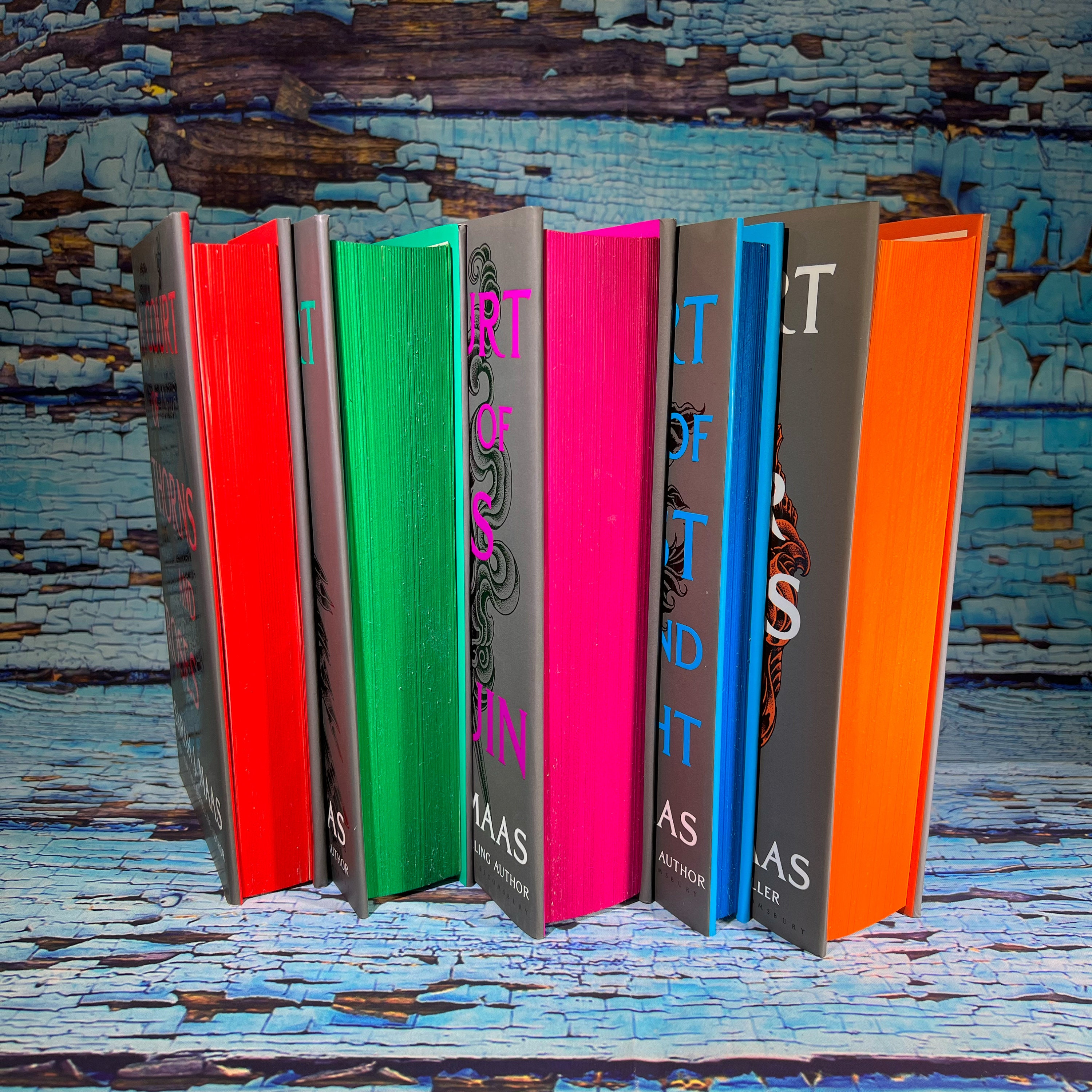 A Court of Thorns and Roses series by Sarah J Maas with Custom Stenciled & Sprayed Edges