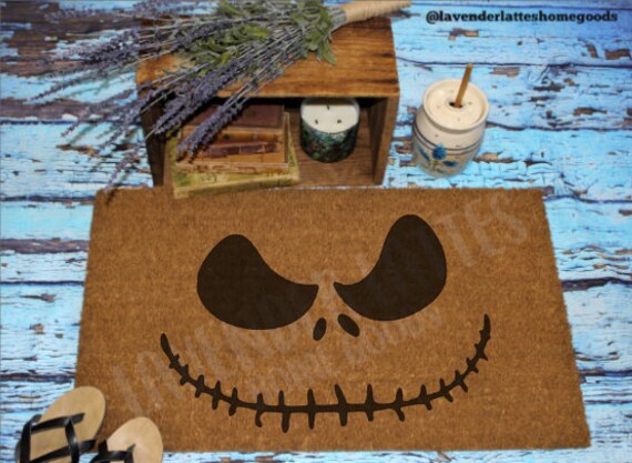 Nightmare Before Christmas Welcome Mat Jack Skellington Face Mat Home Decor Holiday Decor Halloween Decor