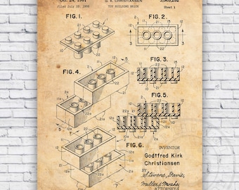 Toy Blocks Patent Blueprint - Wall Art Print Decor - Size Options
