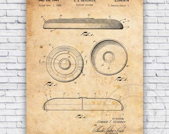 Frisbee Flying Saucer 1960s Patent Blueprint - Wall Art Print Decor - Size and Frame Options