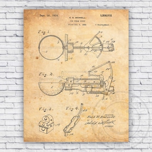 Ice Cream Scoop Patent Blueprint - Wall Art Print Decor - Size Options