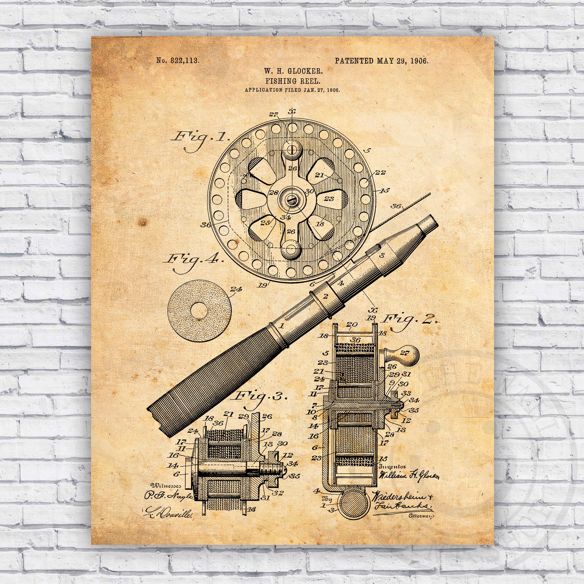 Fly Fishing Rod Line Reel Glocker 1906 Patent Blueprint - Wall Art Print Decor - Size Options - Etsy Fly Fishing Rod Line Reel Glocker 1906 Patent Blueprint - Wall Art Print Decor - Size Options - Etsy