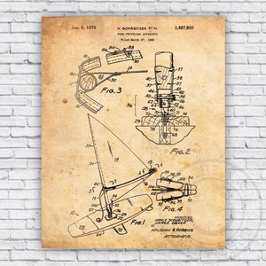 Wind Surfing Apparatus Patent Blueprint - Wall Art Print Decor - Size Options