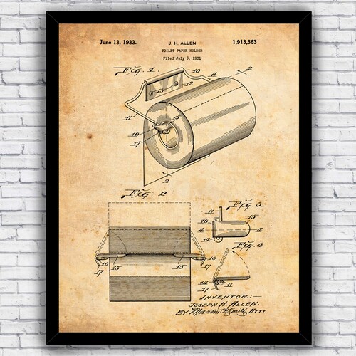 Toilet Paper Roll Direction Bathroom Patent Blueprint Wall Etsy