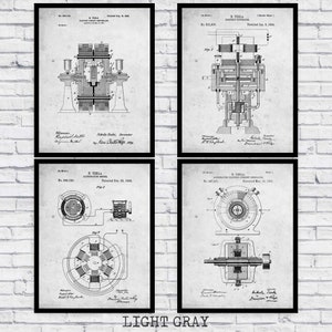 nikola tesla patent blueprint four pack art