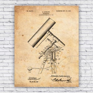 Telescope Patent Blueprint - Wall Art Print Decor - Size Options