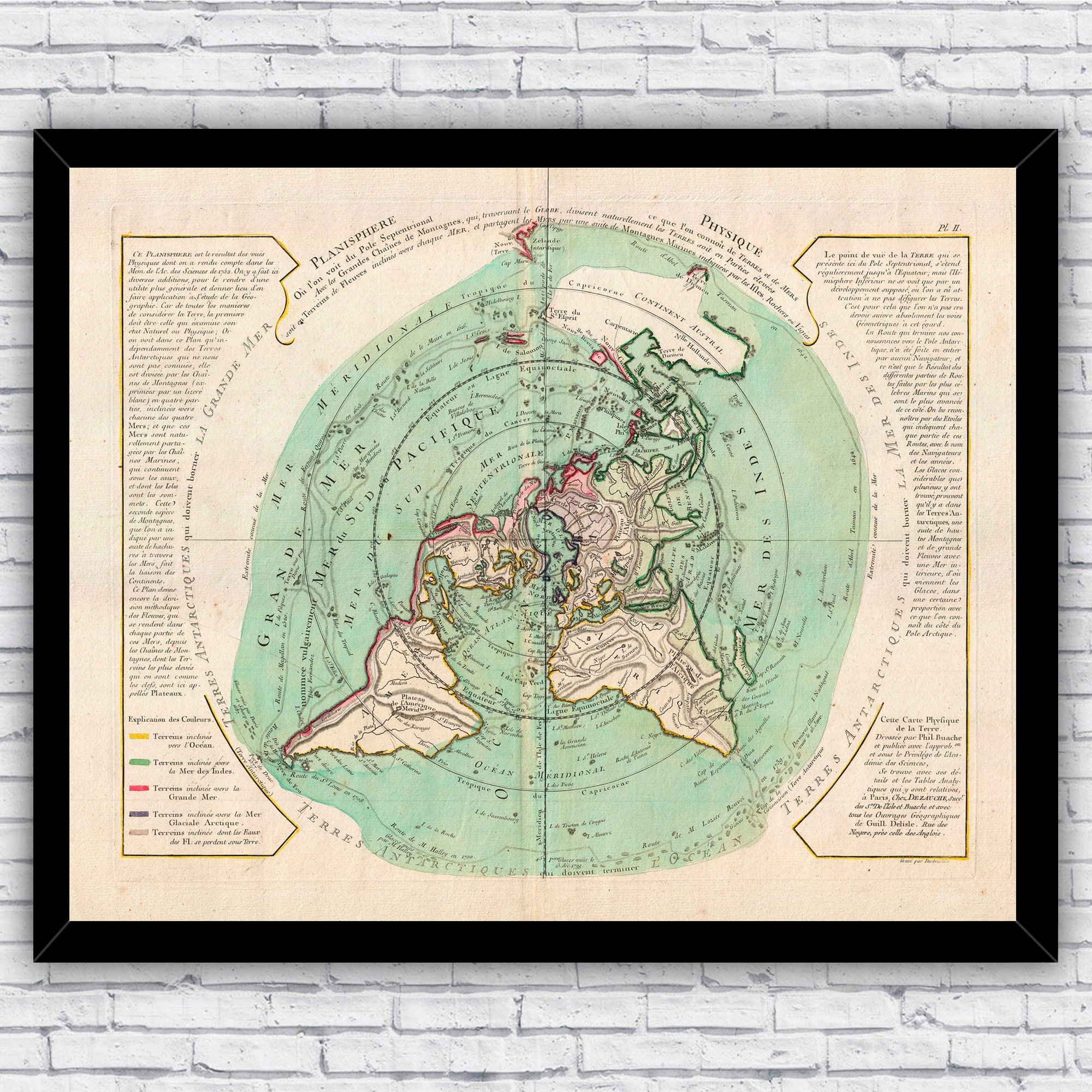 Flat Earth 1700s Polar Projections World Map Wall Art Repro - Etsy UK