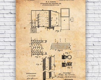 Air Conditioning HVAC Unit Patent Blueprint - Wall Art Print Decor - Size Options