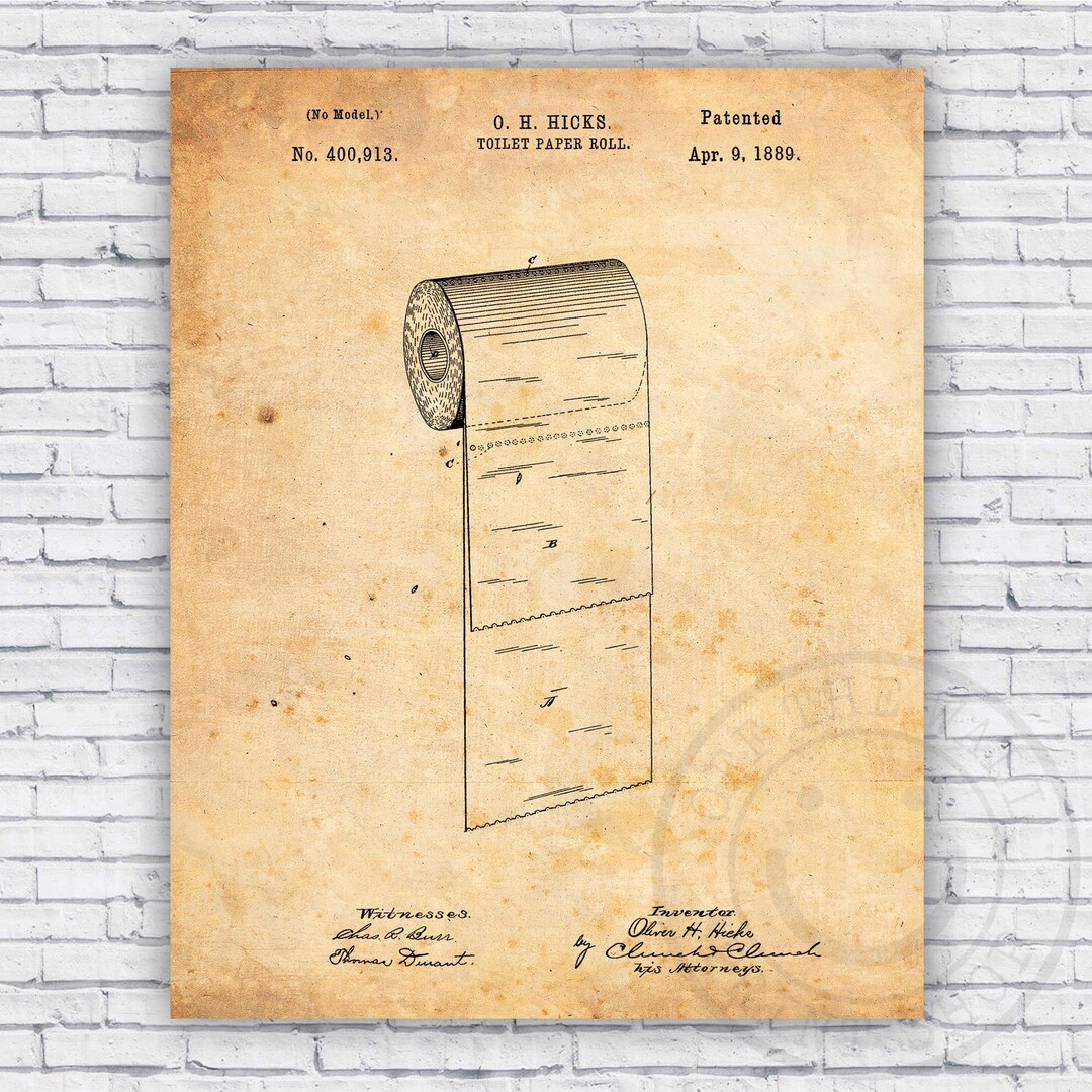 Two Ply Toilet Paper Roll Bathroom Patent Blueprint - Wall Art Print ...
