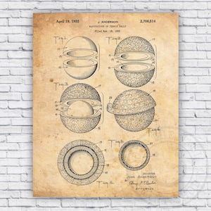 Tennis Ball Patent Blueprint - Wall Art Print Decor - Size and Frame Options