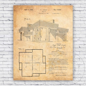 Framed Vintage Frank Lloyd Wright - Etsy