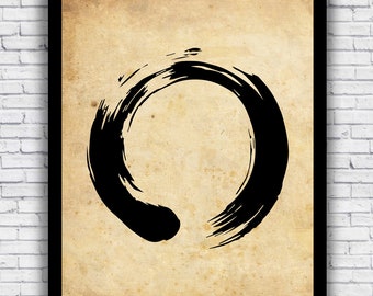 Buddhism Enso Zen Circle - Spiritual Wall Art Print Decor - Size and Frame Options