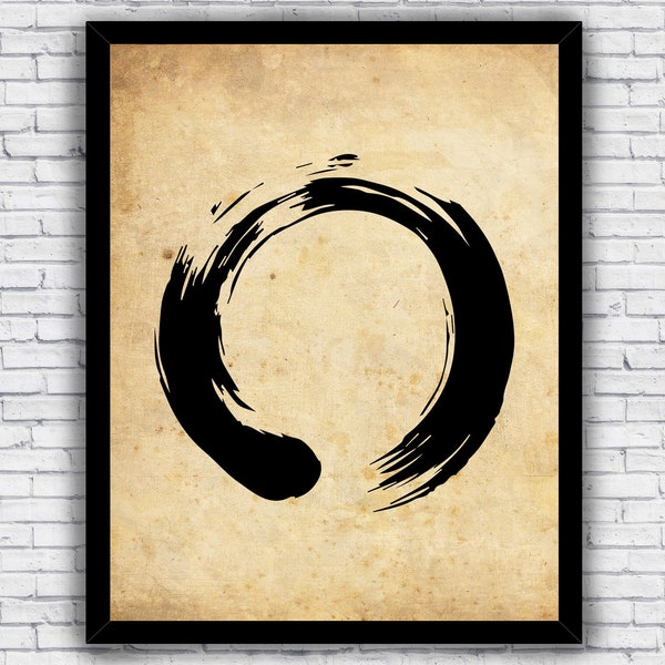 Buddhism Enso Zen Circle - Spiritual Wall Art Print Decor - Size and Frame Options