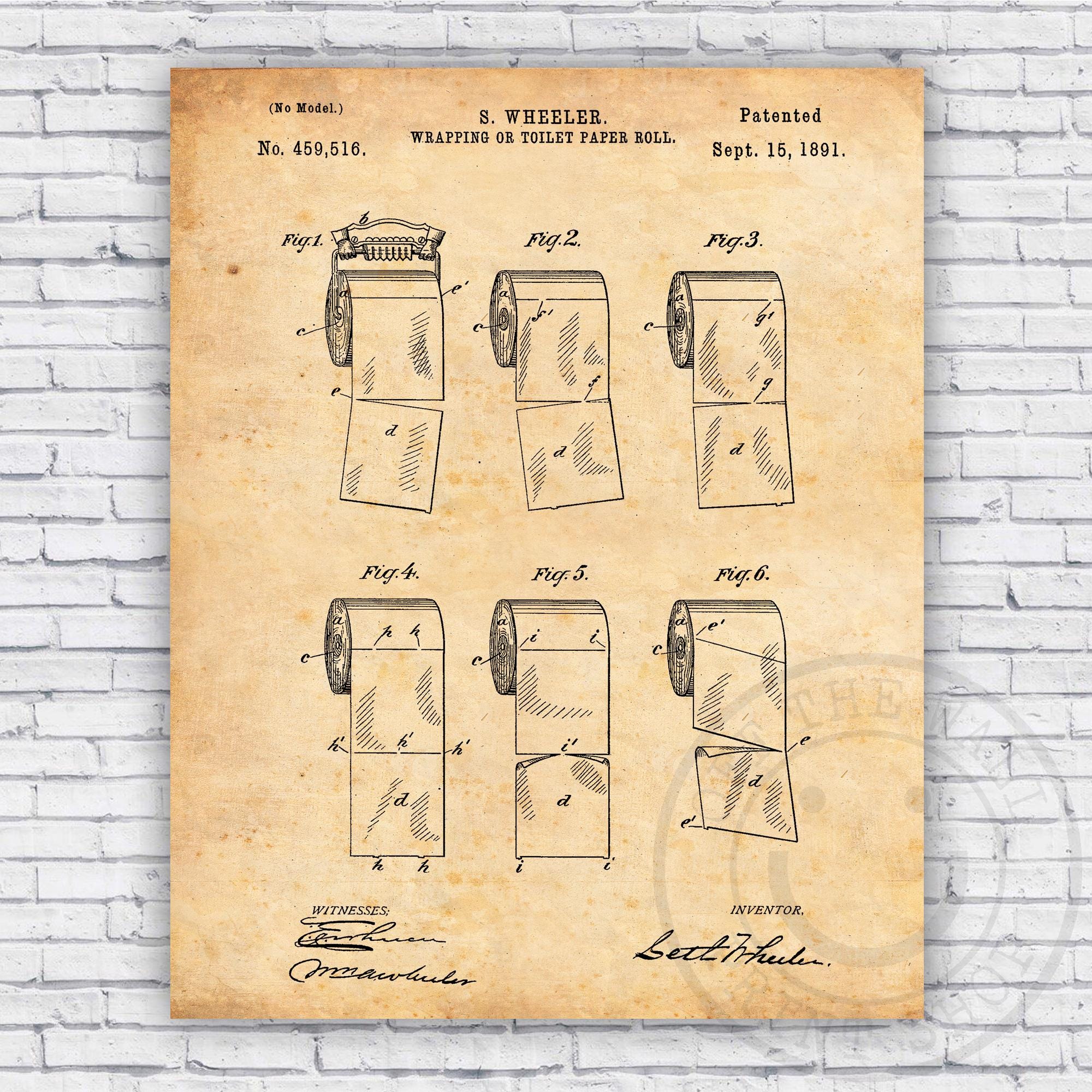 Toilet Paper Roll Direction Bathroom Patent Blueprint - Wall Art Print ...