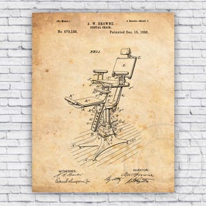 Dentist Chair Patent Blueprint - Wall Art Print Decor - Size Options