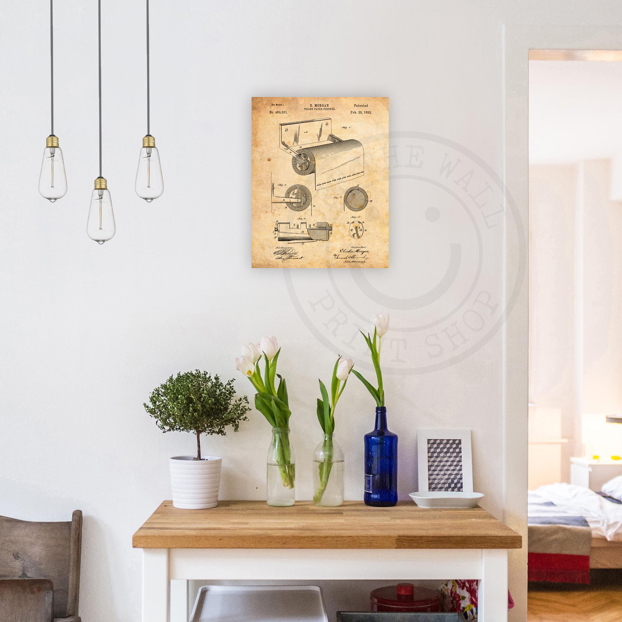 Toilet Paper Roll Fixture Patent Blueprint - Bathroom Wall Art Print ...