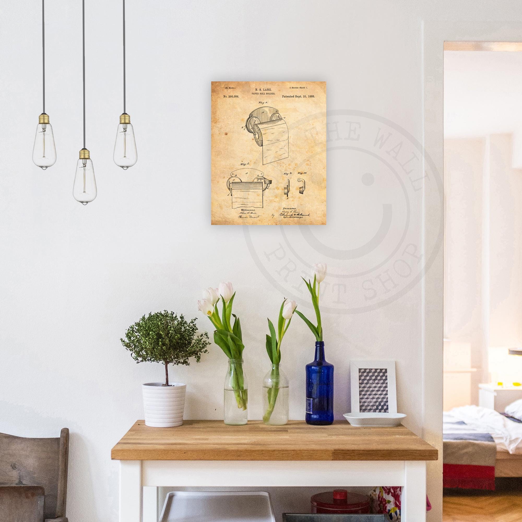 Toilet Paper Roll Holder Patent Blueprint - Bathroom Wall Art Print ...