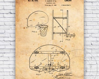 Basketball Hoop Backboard Patent Blueprint - Wall Art Print Decor - Size Options