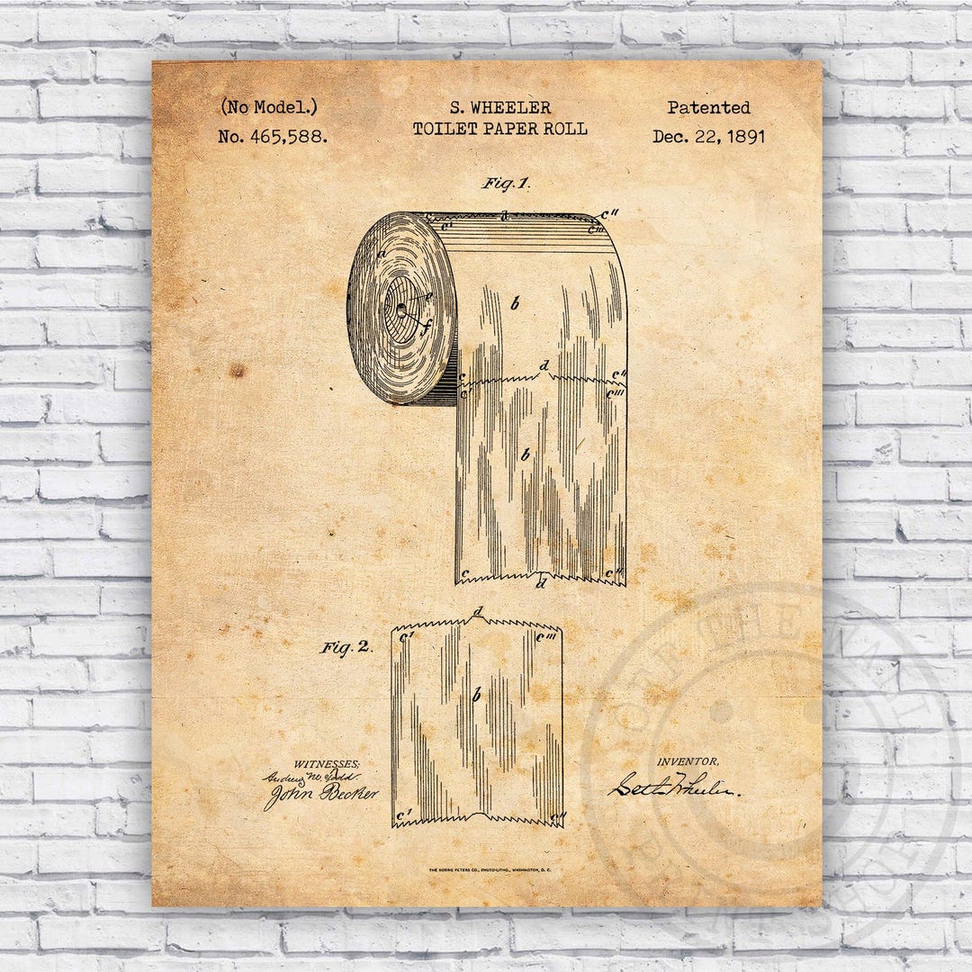 Toilet Paper Roll Direction Bathroom Patent Blueprint - Wall Art Print ...