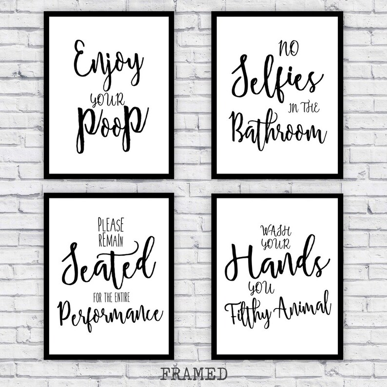 Bathroom Funny Quotes and Sayings Wall Art Prints Decor 4 - Etsy