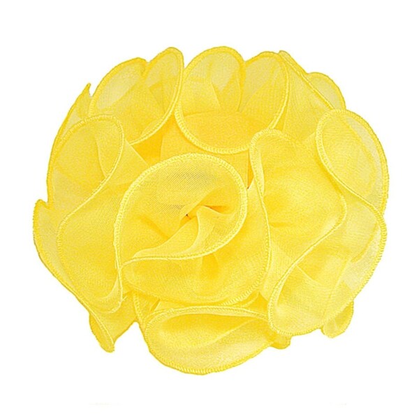 Yellow Chiffon 5-1/2 Inch Ruffled Claw Jaw Clip Sheer Fabric Material Bow