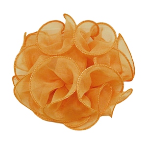 Gold Chiffon 7&quot; Ruffle Print Satin Chiffon Fabric Claw Jaw Clip Material Bow