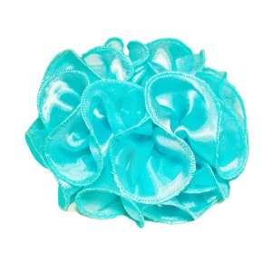 Aqua Satin Chiffon Large Ruffle Fabric Claw Jaw Clip Fabric Material Bow