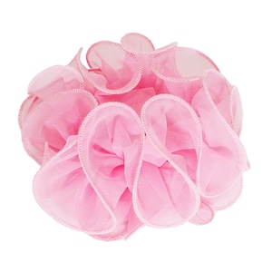 Pink Chiffon 5-1/2 - 6 Inch Ruffled Claw Jaw Clip Sheer Fabric Material Bow