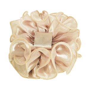 Beige Satin Chiffon Large Ruffle Fabric Claw Jaw Clip Fabric Material Bow