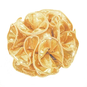 Gold Lamé Large Ruffled Claw Jaw Clip Bow in Two Sizes
