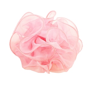 Light Pink Chiffon Ruffled Claw Jaw Clip Sheer Fabric Material Bow in Two Sizes