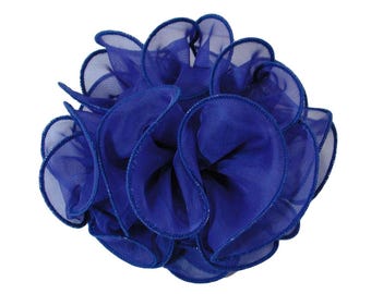 Lazo con pinza de pinza de garra, de gasa azul rey, de 6 y 7 pulgadas con volantes.