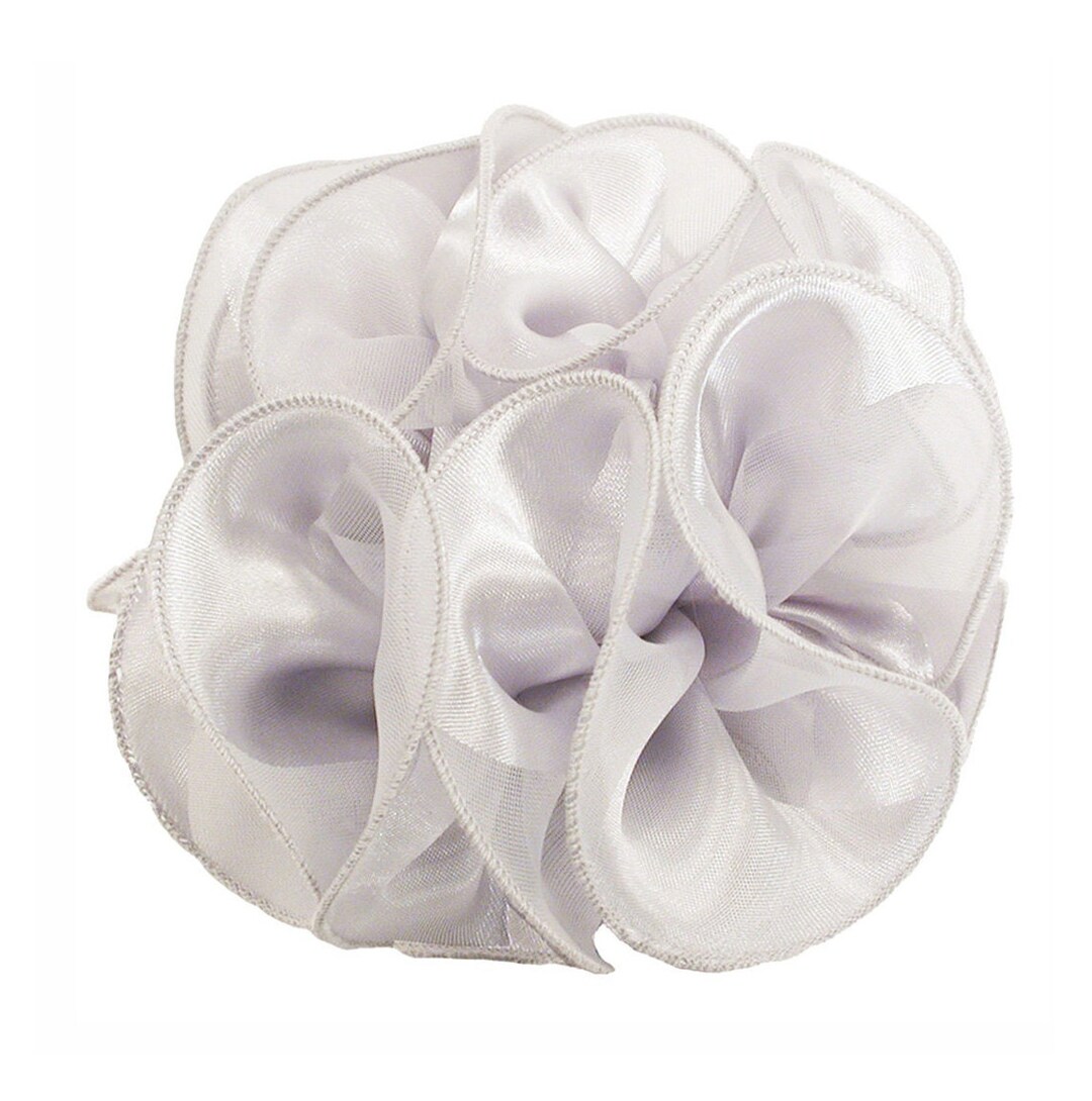 Silver Satin Chiffon 5-1/2 Ruffle Fabric Claw Jaw Clip Fabric Material ...