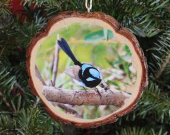 Superb Fairy-wren Rustic Photo Ornament