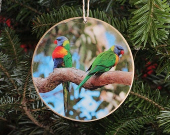 Rainbow Lorikeet Pair Photo Ornament